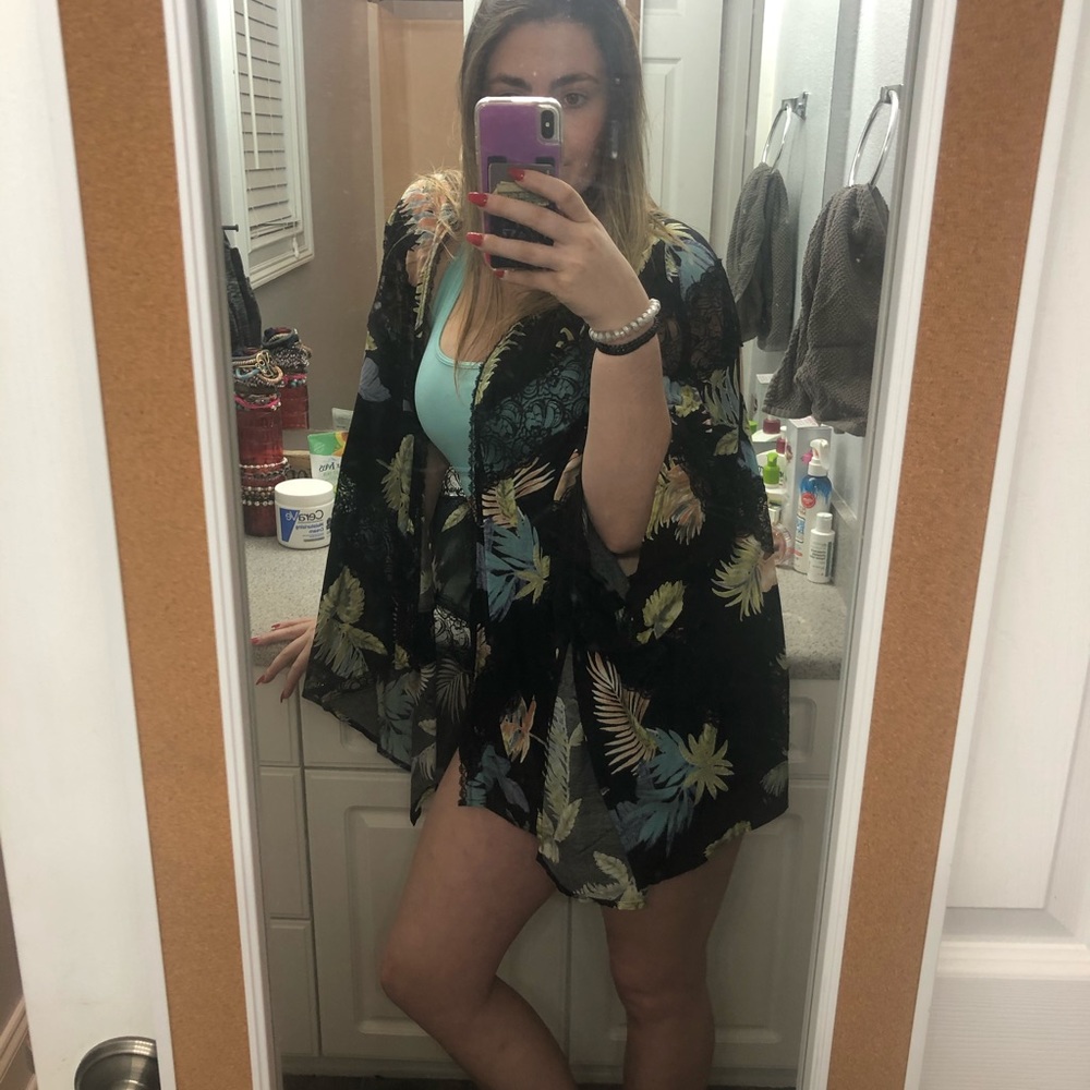 Black Printed Kimono
